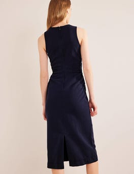 boden side ruched midi dress Side Ruched Column Midi Dress Ecru Denim Women