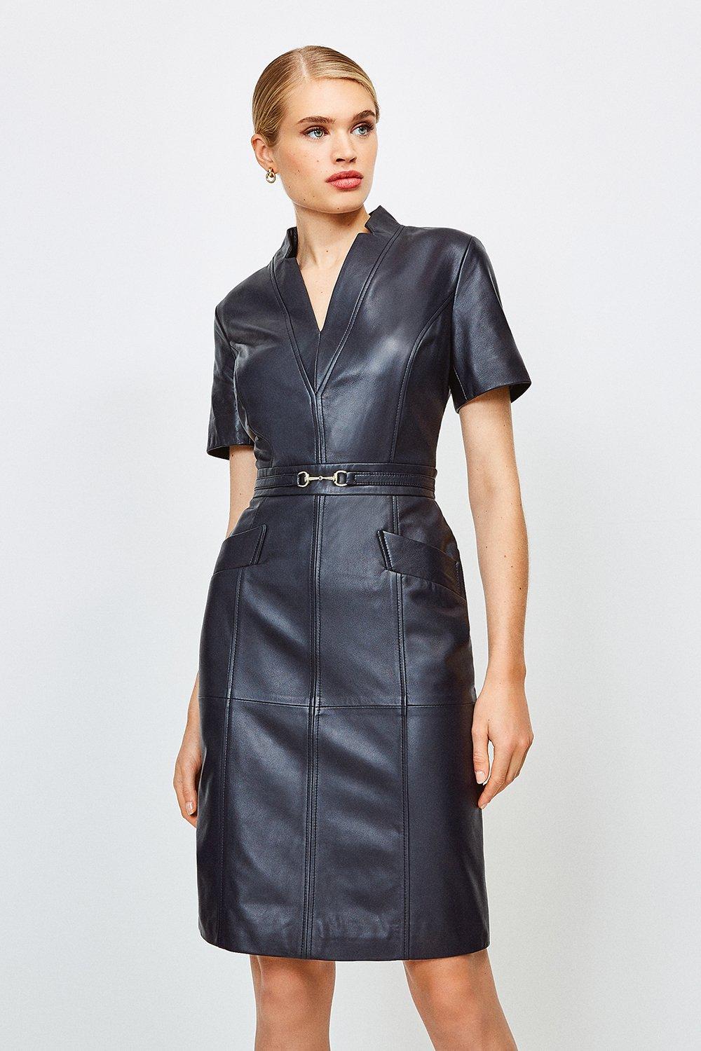 knee length dresses for ladies Shop Carrucci Blue Leather Shoes