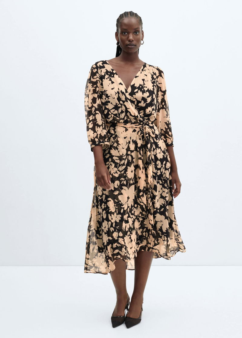 slim fit dress slacks Gauze Ditsy Floral Print Tier Dress