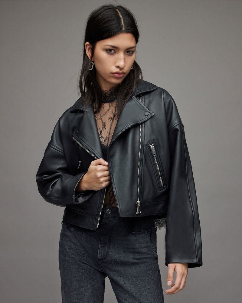 ALLSAINTS Clarke Leather Biker Jacket in Black | Endource