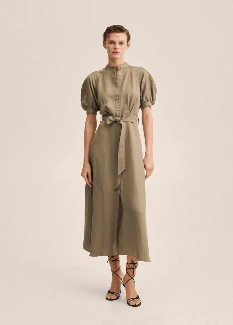 MANGO Belt Linen Dress | endource