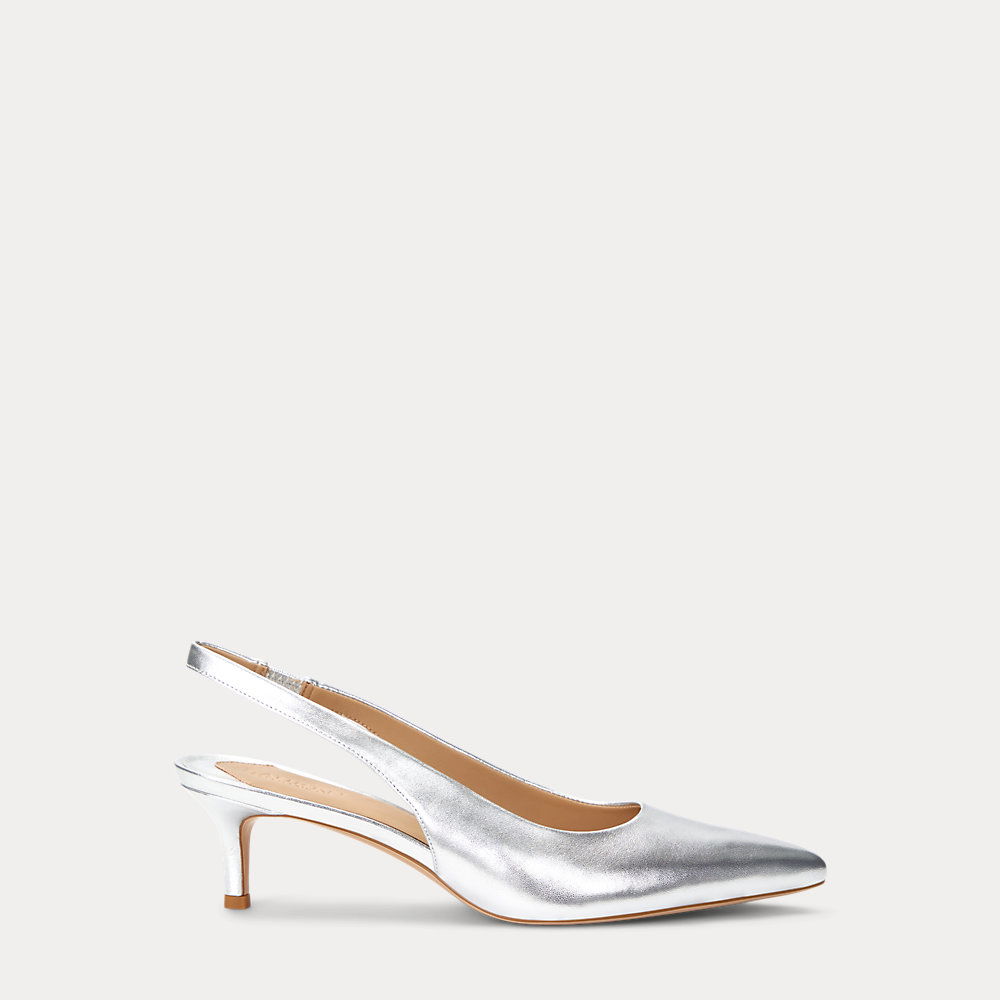 LAUREN RALPH LAUREN Lolah II Metallic Leather Slingback Pump in Silver ...