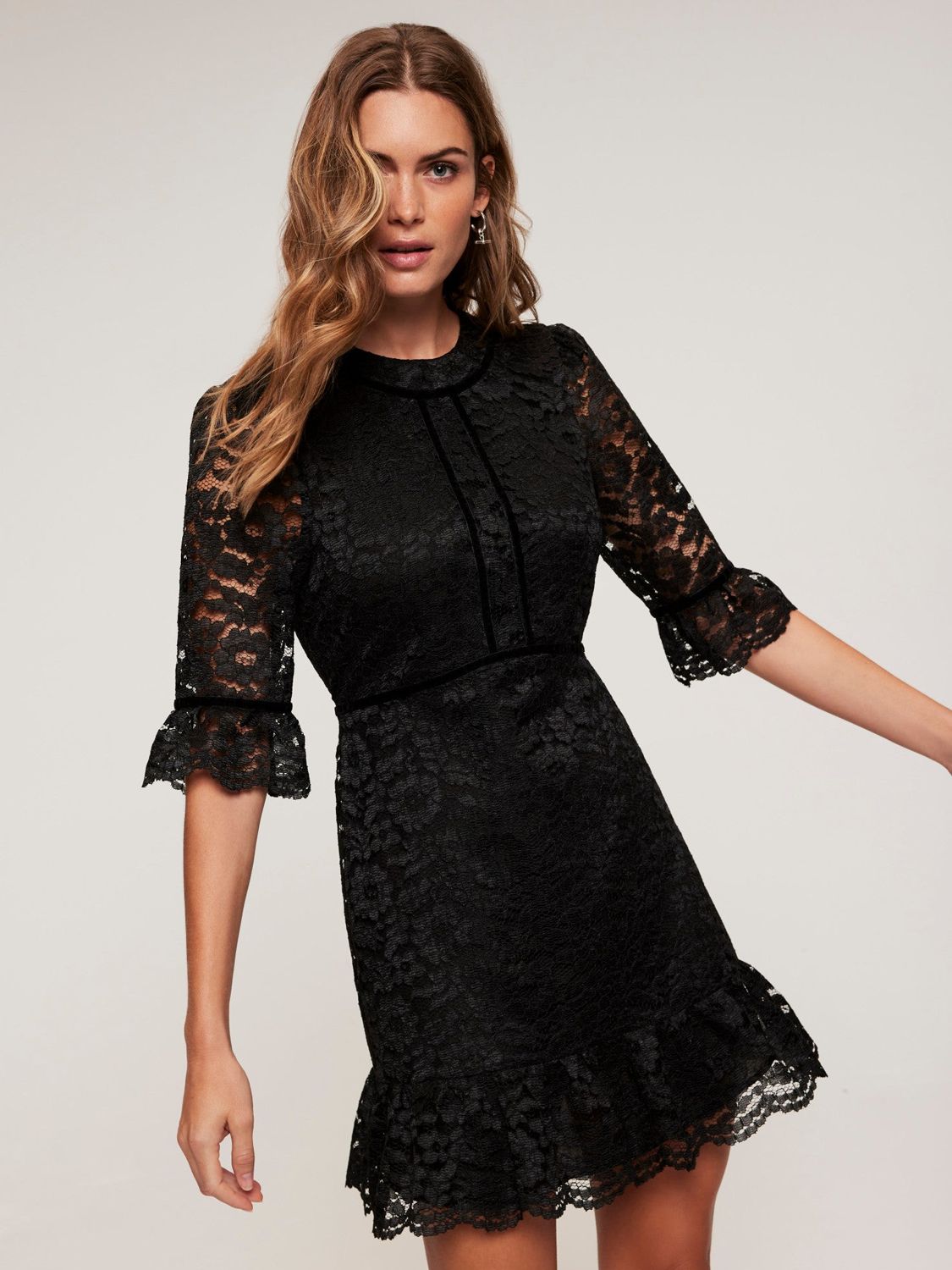 velvet floral embroidered ruffle lace trim mini dress MINT VELVET Lace Ruffle Mini Dress