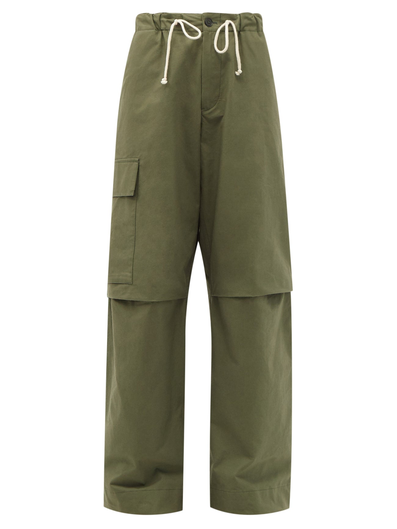 JIL SANDER Pleated Cotton-Canvas Cargo Trousers in Green