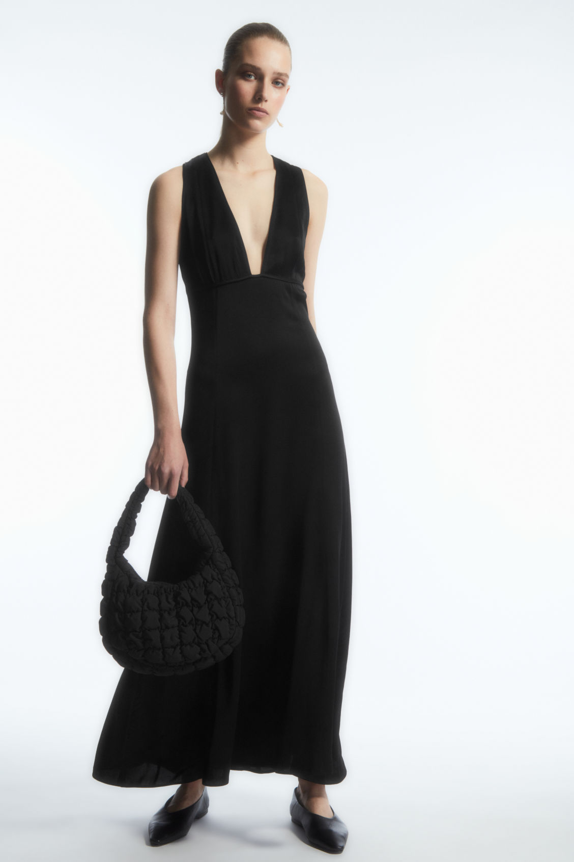 COS Plunge Open-Back Maxi Dress | endource
