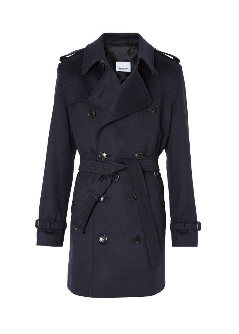 Long Cashmere Blend Kensington Trench Coat in Dark charcoal blue - Women |  Burberry® Official