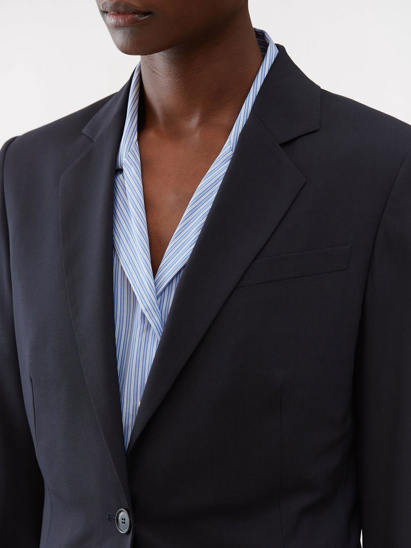 LOEWE Slit-Elbow Wool-Blend Twill Blazer in Blue | endource