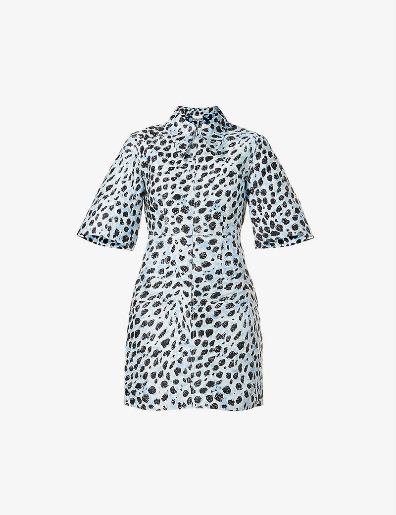 GANNI Animal-Print Recycled Polyester-Blend Mini Dress | endource