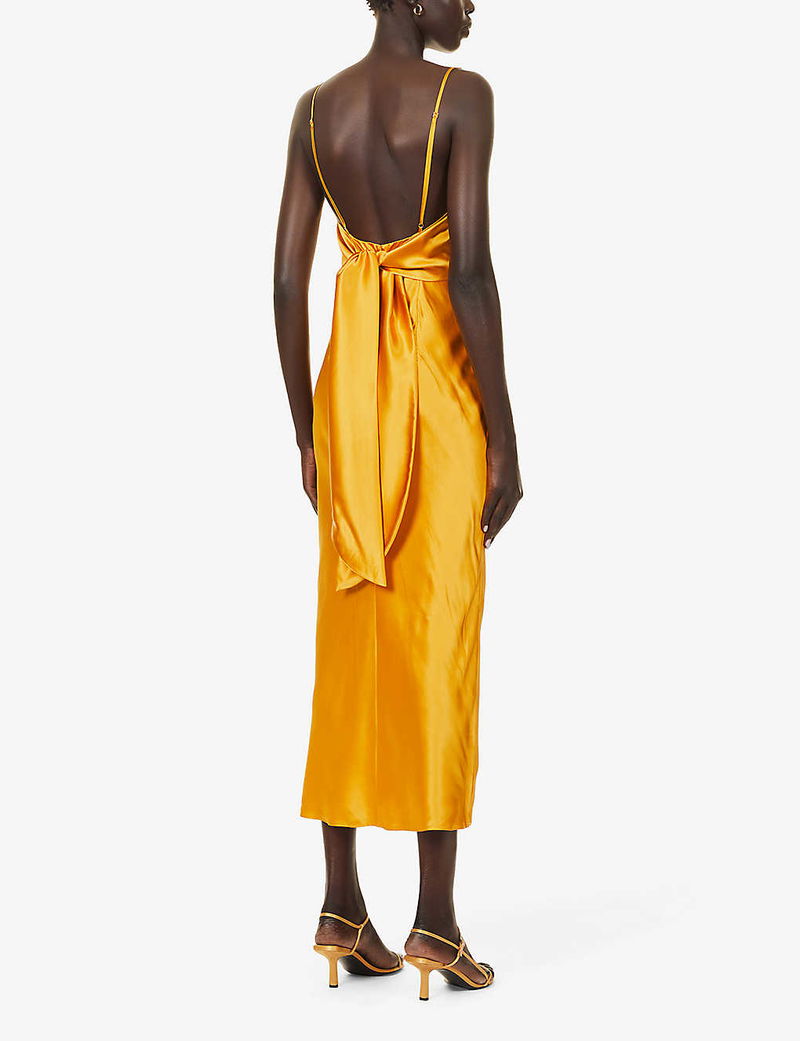 TOVE Sofia Knot-Detail Silk Midi Dress | endource TOVE Sofia Knot-Detail Silk Midi Dress | endource