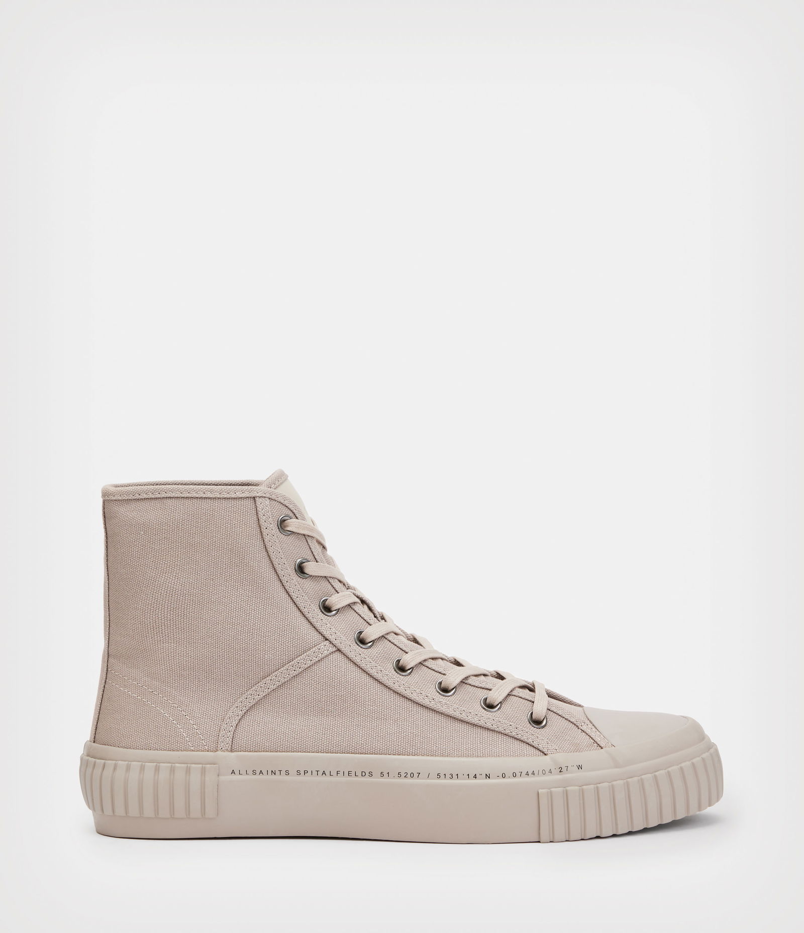 ALLSAINTS Douglas Script High Top Trainers in Stone | Endource