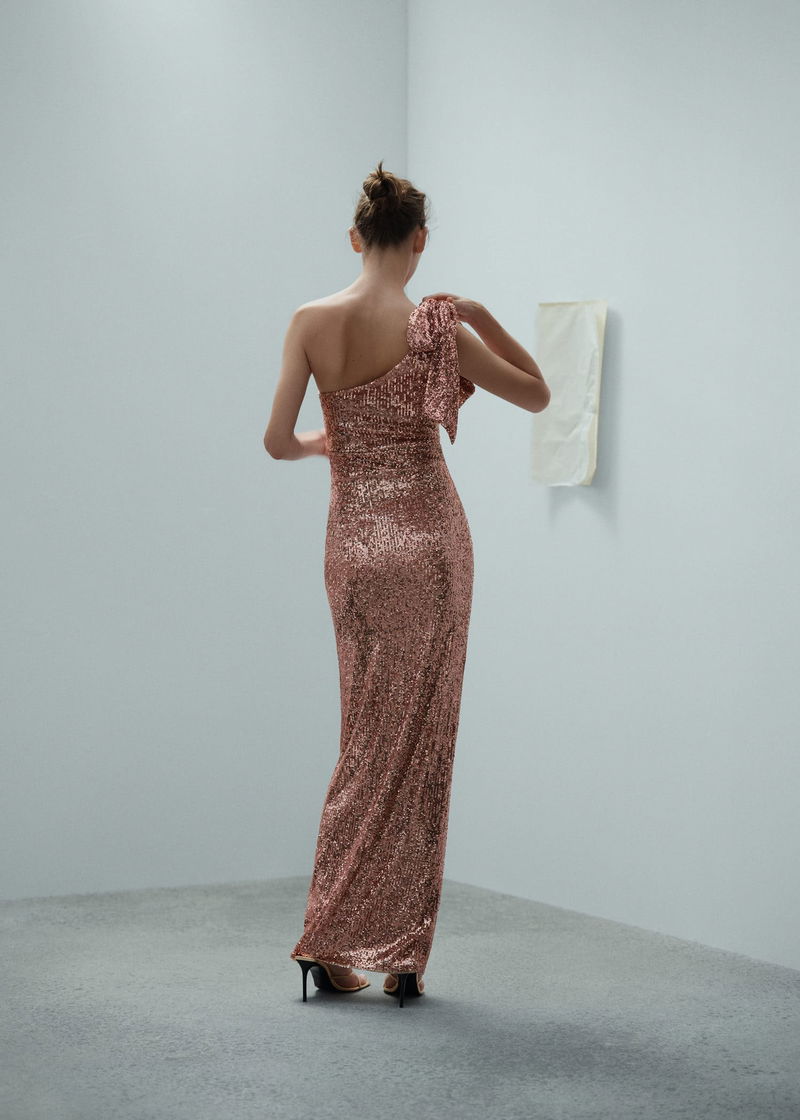 MANGO Asymmetric Sequin Bow Dress | endource
