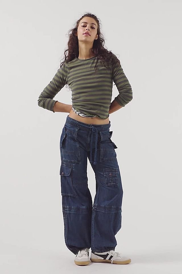FREE PEOPLE We The Free - South Bay Utility Cargo Jeans in Pacific