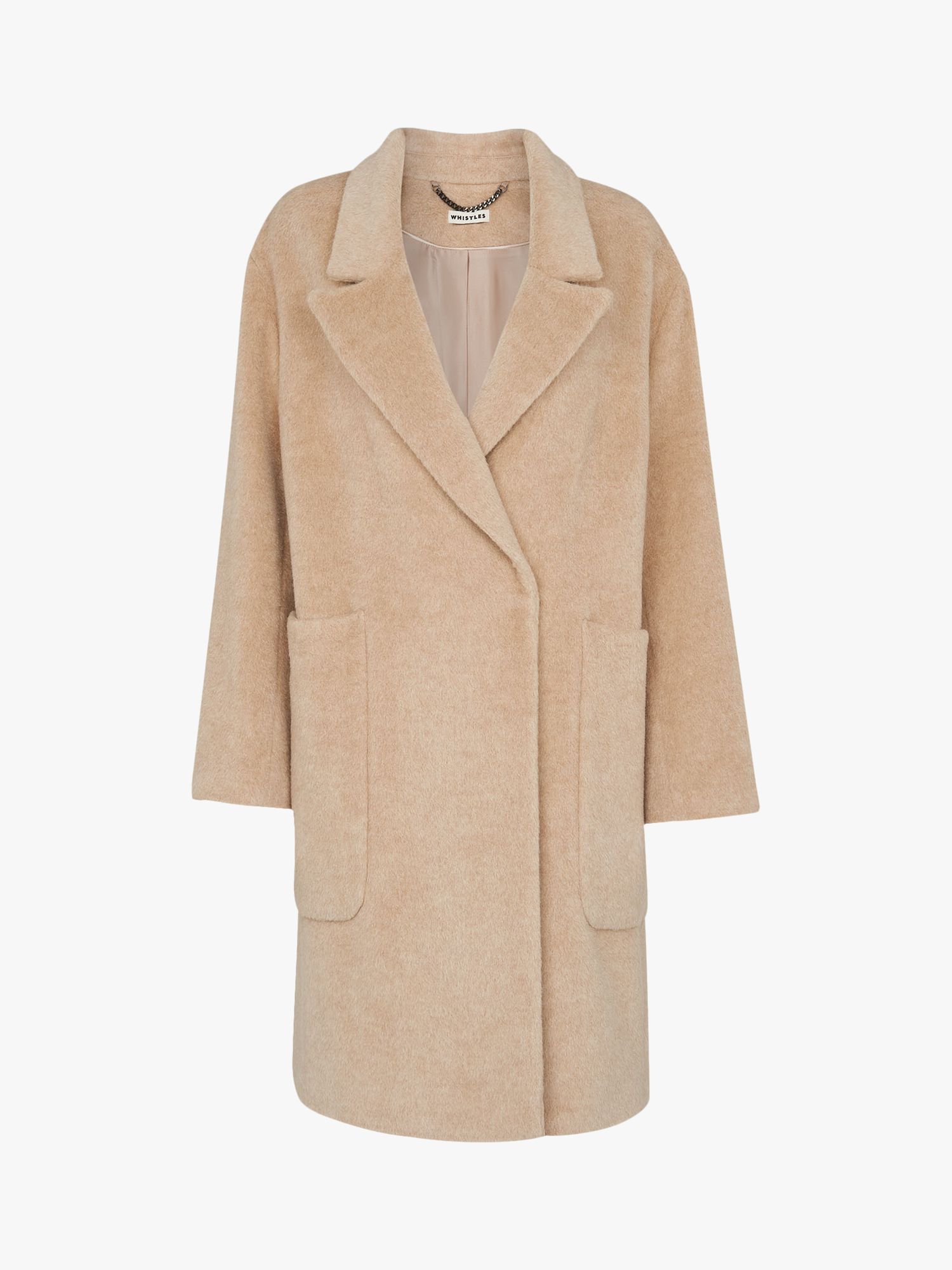 WHISTLES Lola Wool Blend Cocoon Coat in Oatmeal Endource