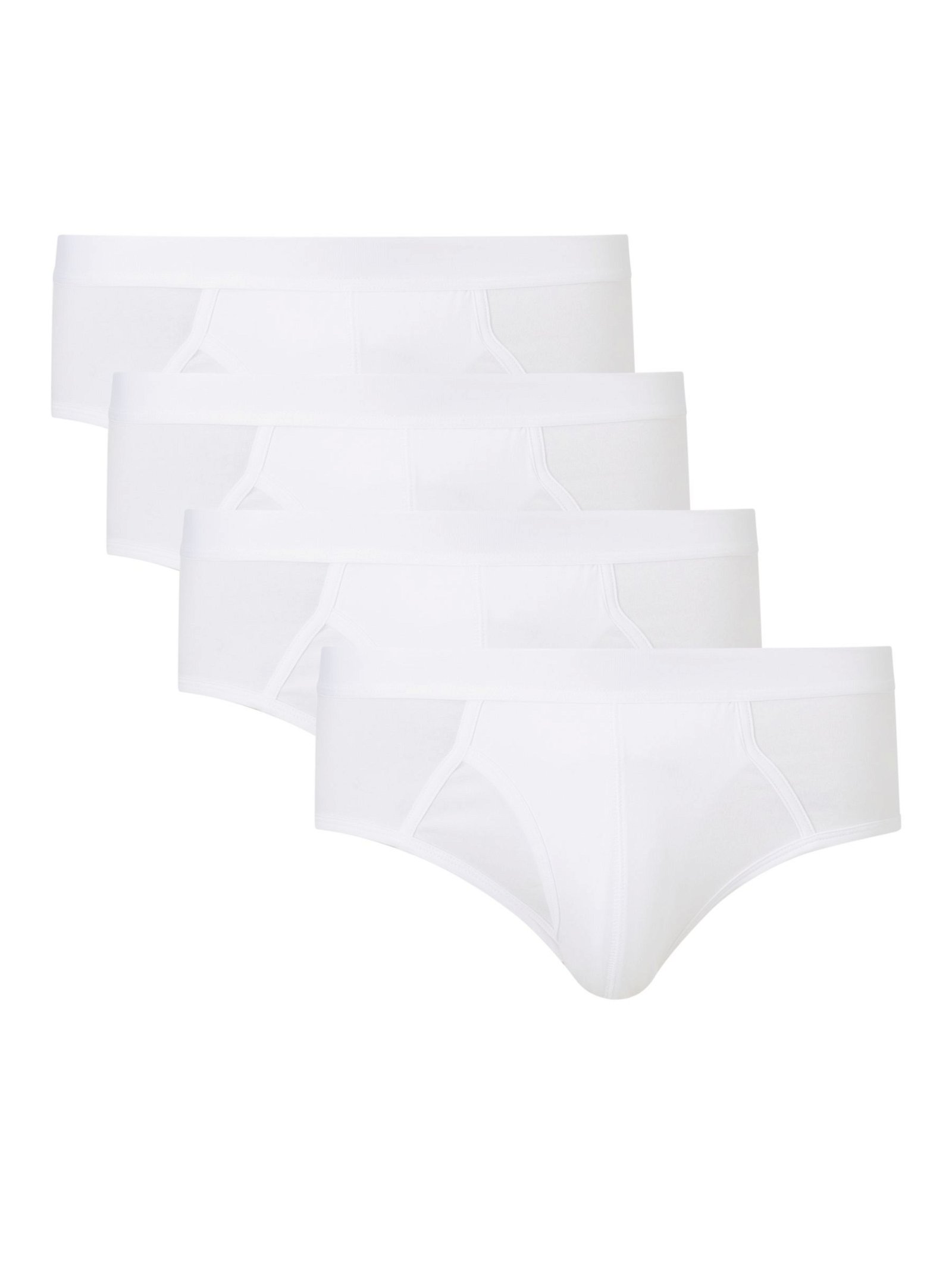 JOHN LEWIS Organic Cotton Keyhole Briefs, Pack of 4 in White
