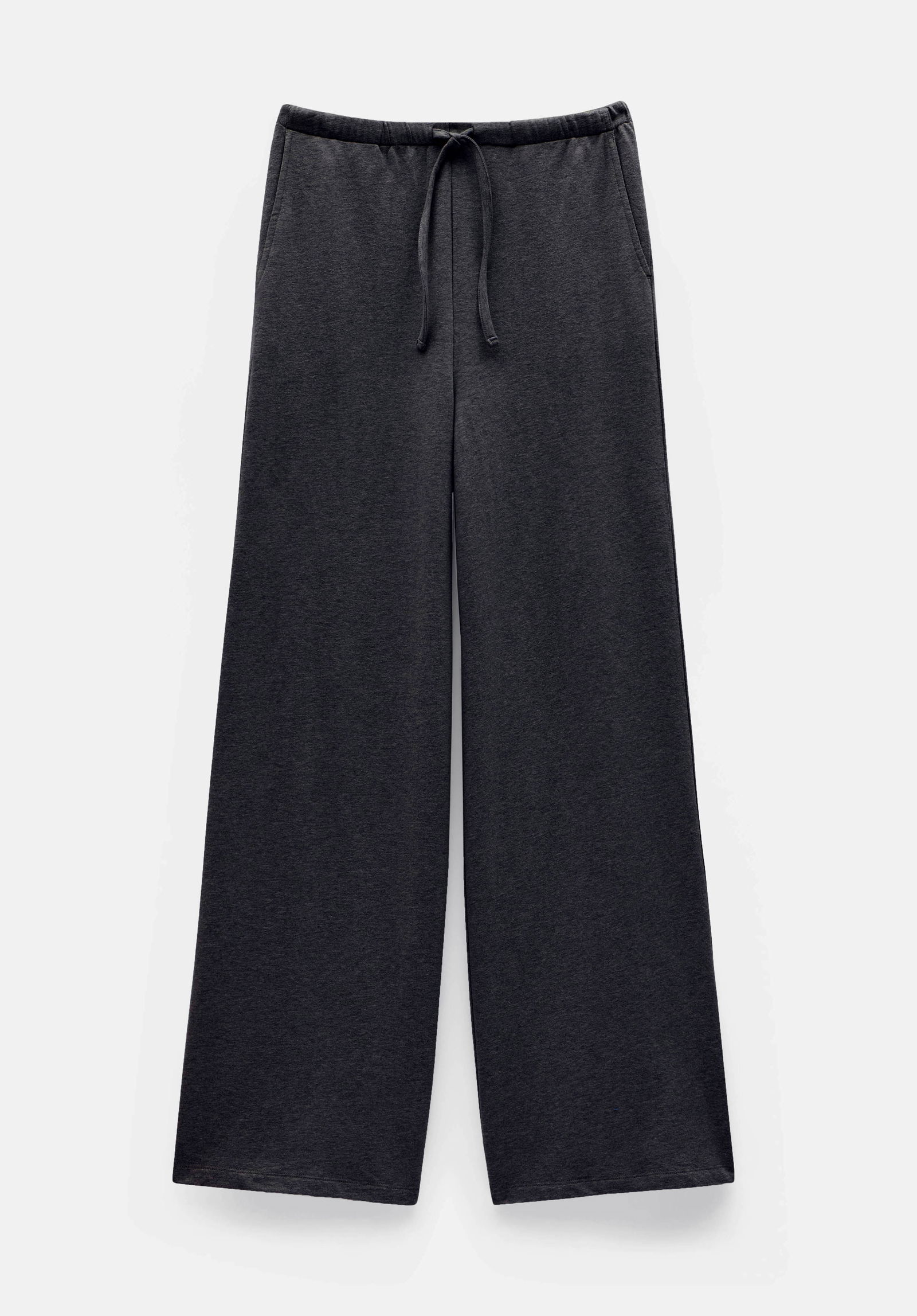 HUSH Ailey Wide Leg Jersey Trousers in Charcoal Marl