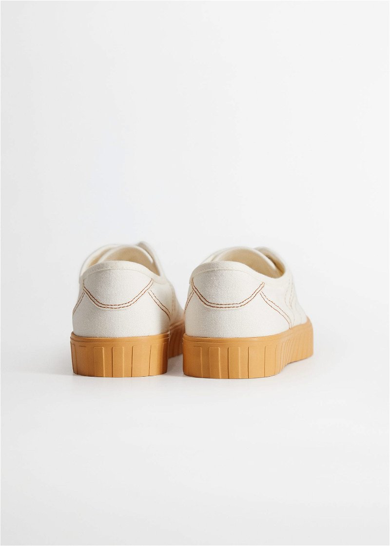 MANGO Platform Canvas Sneakers in Off White | Endource