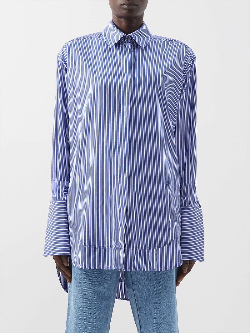Laurence Bras Blue striped sheer cotton shirt - size S ref.987136