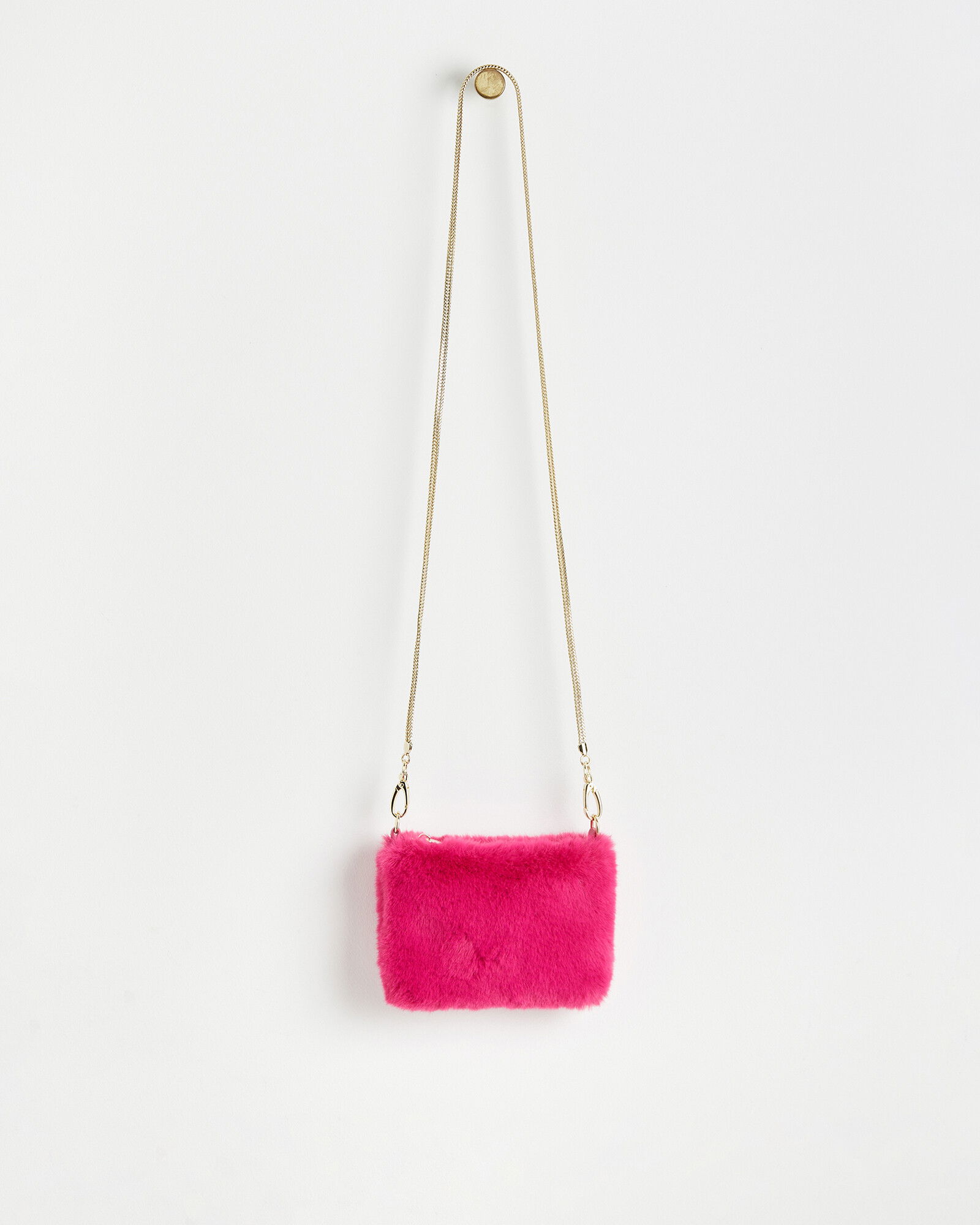 OLIVER BONAS Faux Fur Crossbody Bag in Pink Endource