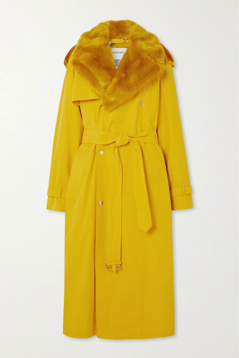 Faux Fur Collar Burberry Fur Trench Coat BURBERRY Oversized Faux Fur-Trimmed Cotton-Gabardine Trench Coat Endource