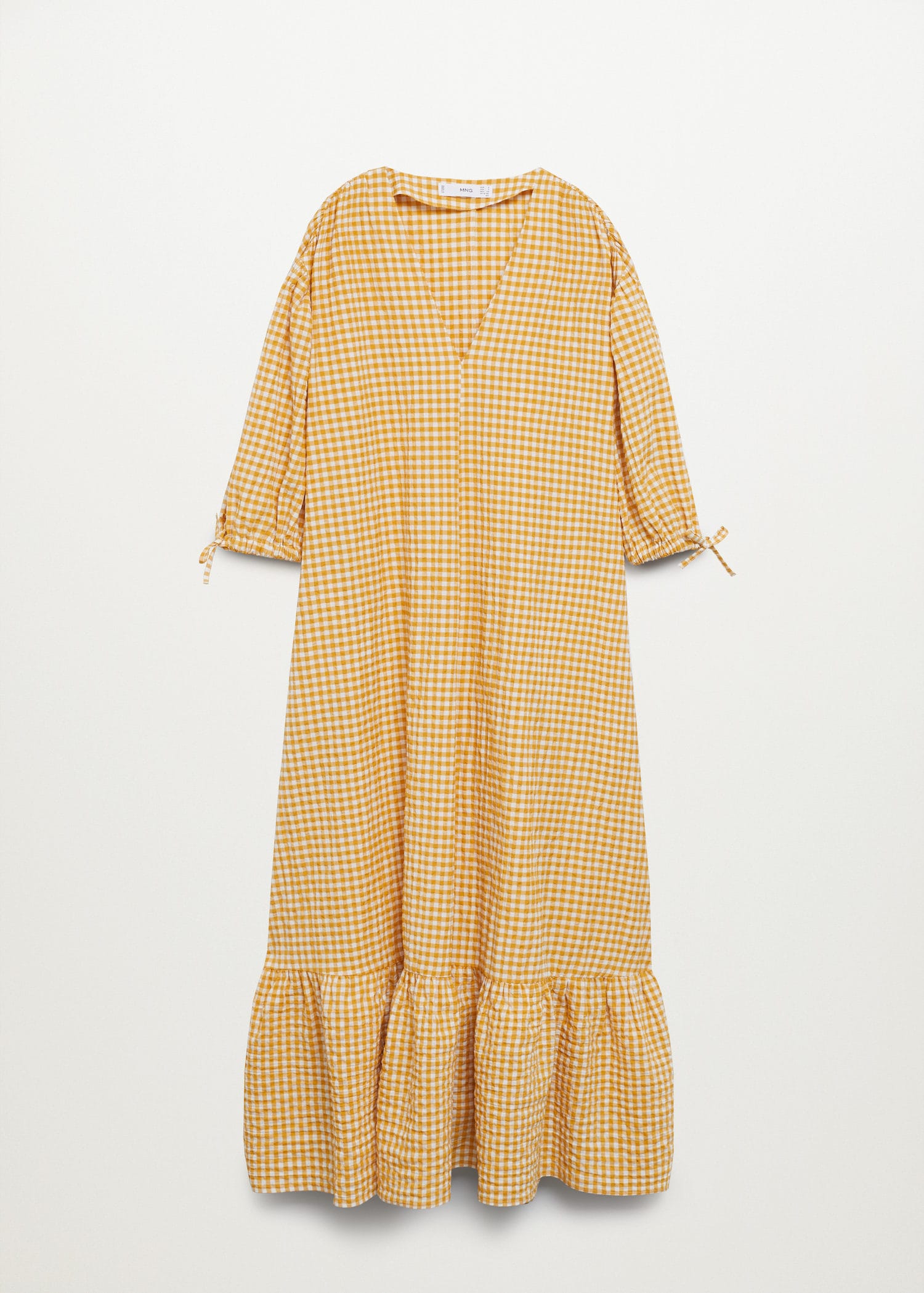 mango gingham midi dress Checkered midi dress with ruched detail