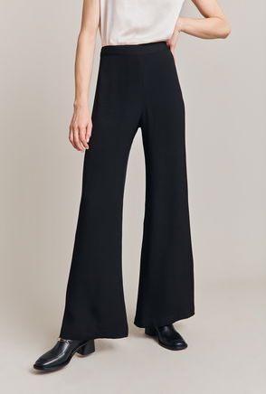 POLO RALPH LAUREN Cropped Satin Wide-Leg Trouser in Black