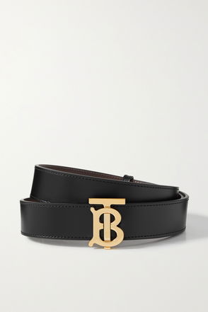 BURBERRY: reversible belt in leather and coated fabric - Beige