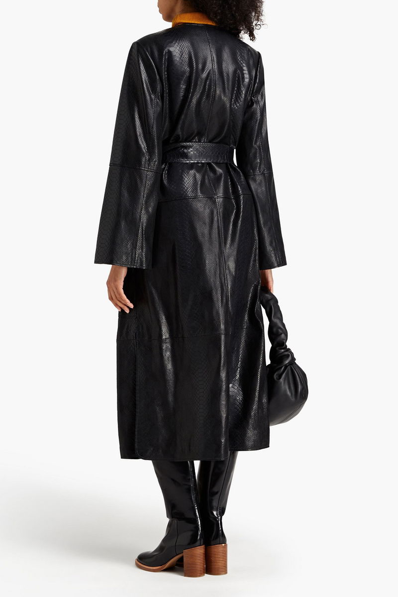 BY MALENE BIRGER Roksi Snake-Effect Leather Coat | endource