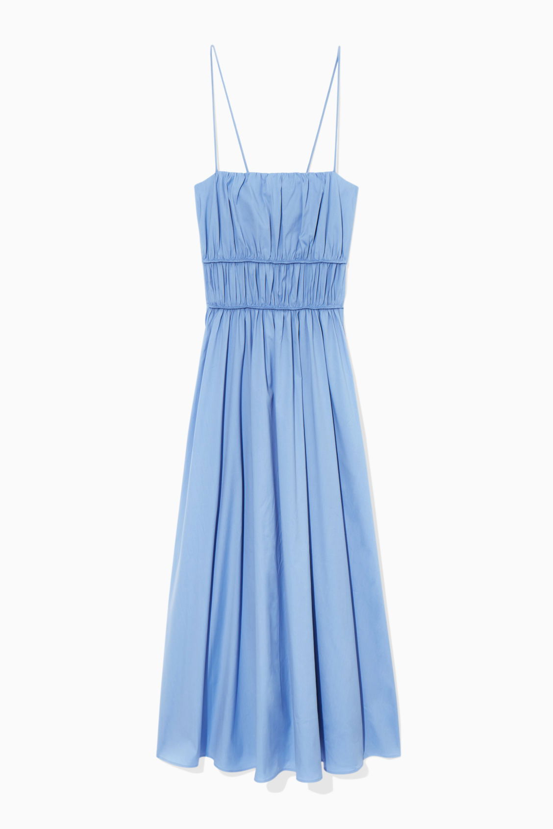 COS Gathered Bustier Midi Dress in LIGHT BLUE | Endource