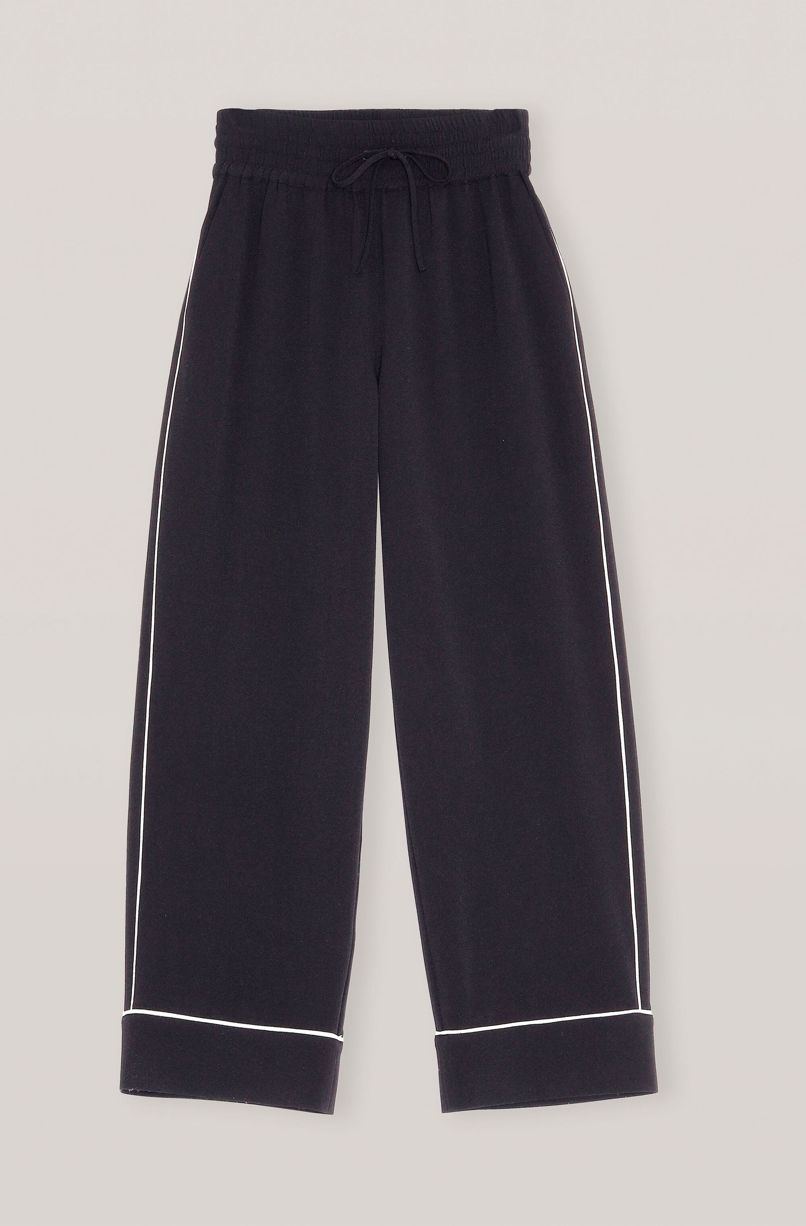 GANNI Heavy Crepe Wide Pants in Black