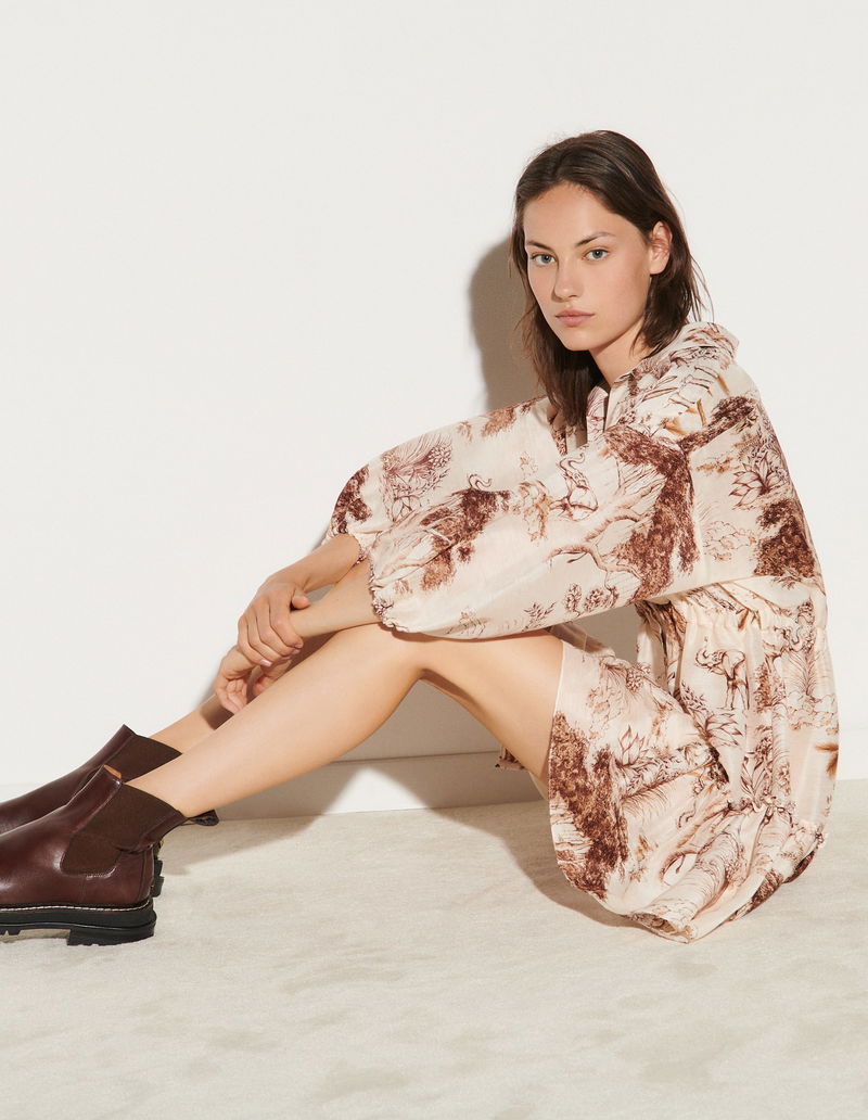 sandro printed shirt dress SANDRO paisley-print Silk Dress | Blue