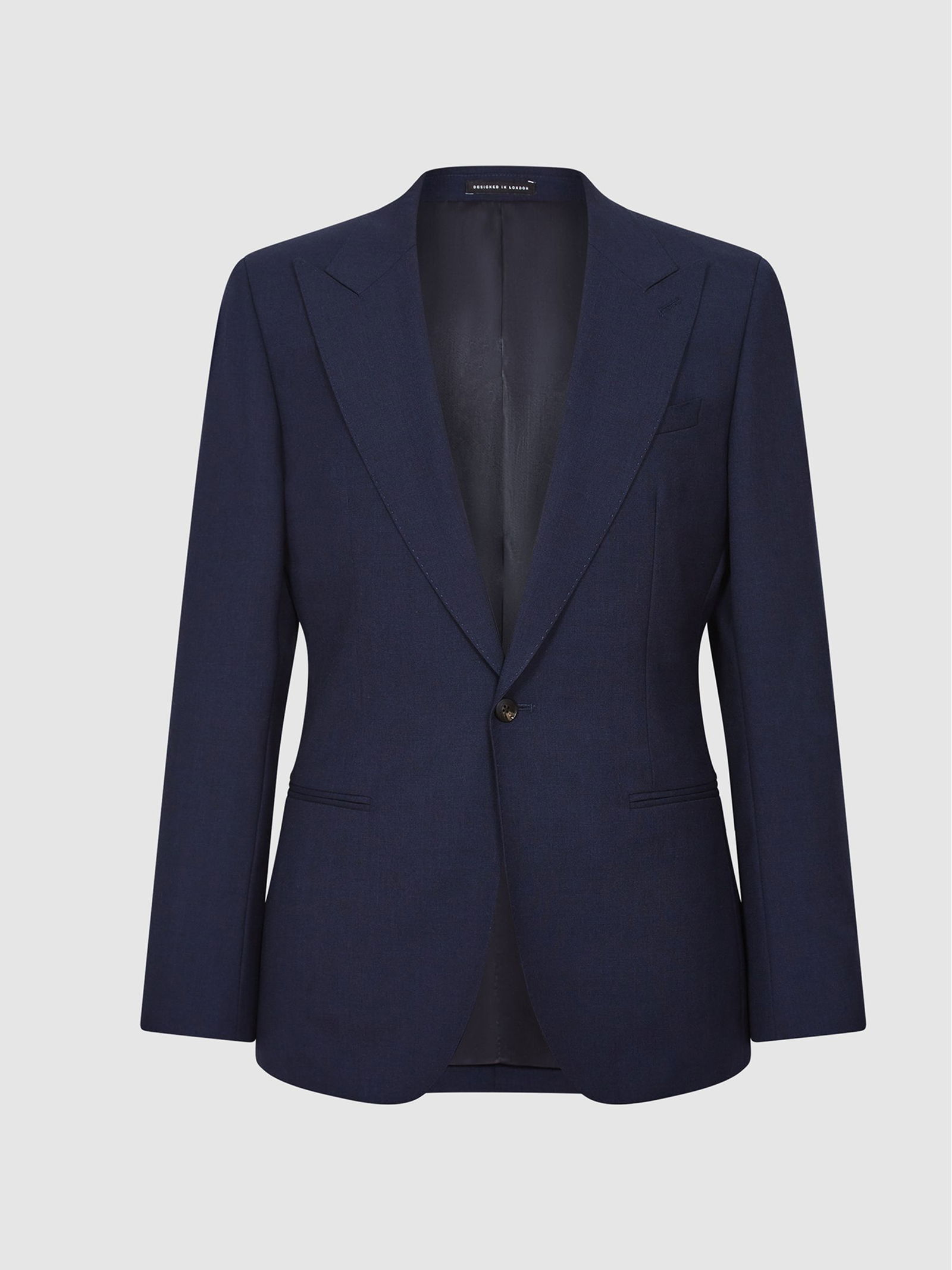 REISS Bold Single Breasted Wool Blazer in Navy | Endource