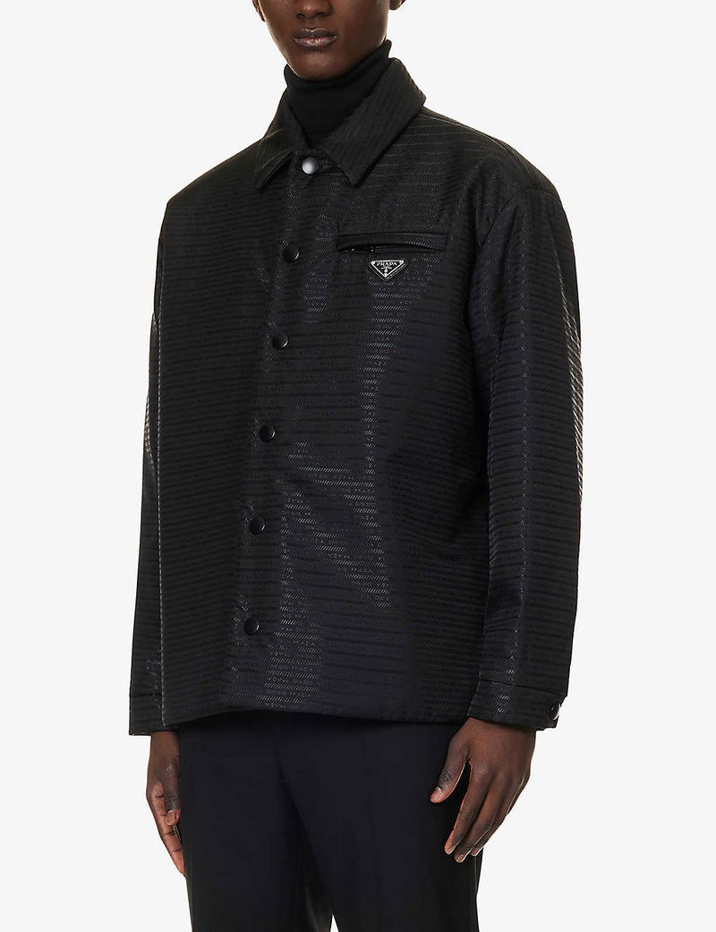 PRADA Re-Nylon Brand-Plaque Padded Recycled-Polyamide Overshirt