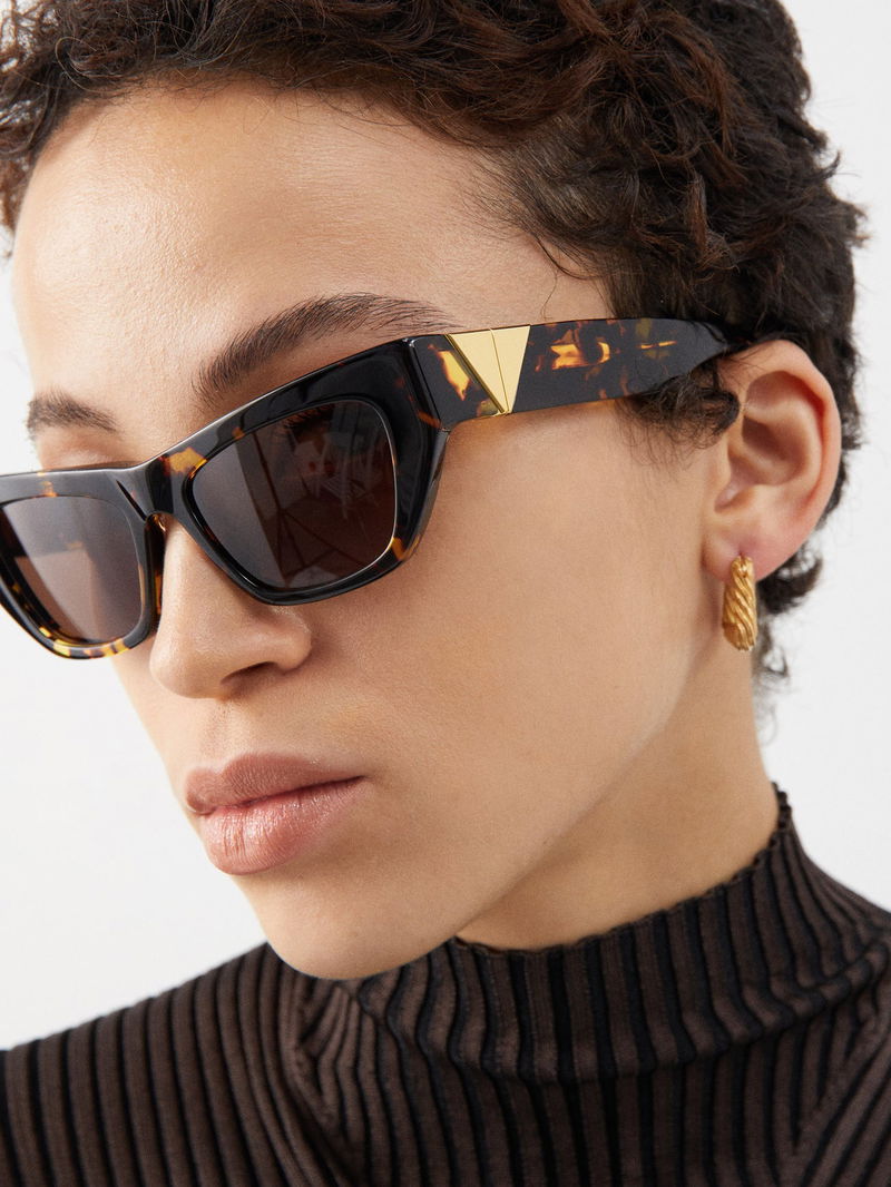 Bottega Veneta Cat Eye Tortoiseshell Sunglasses In Brown Endource