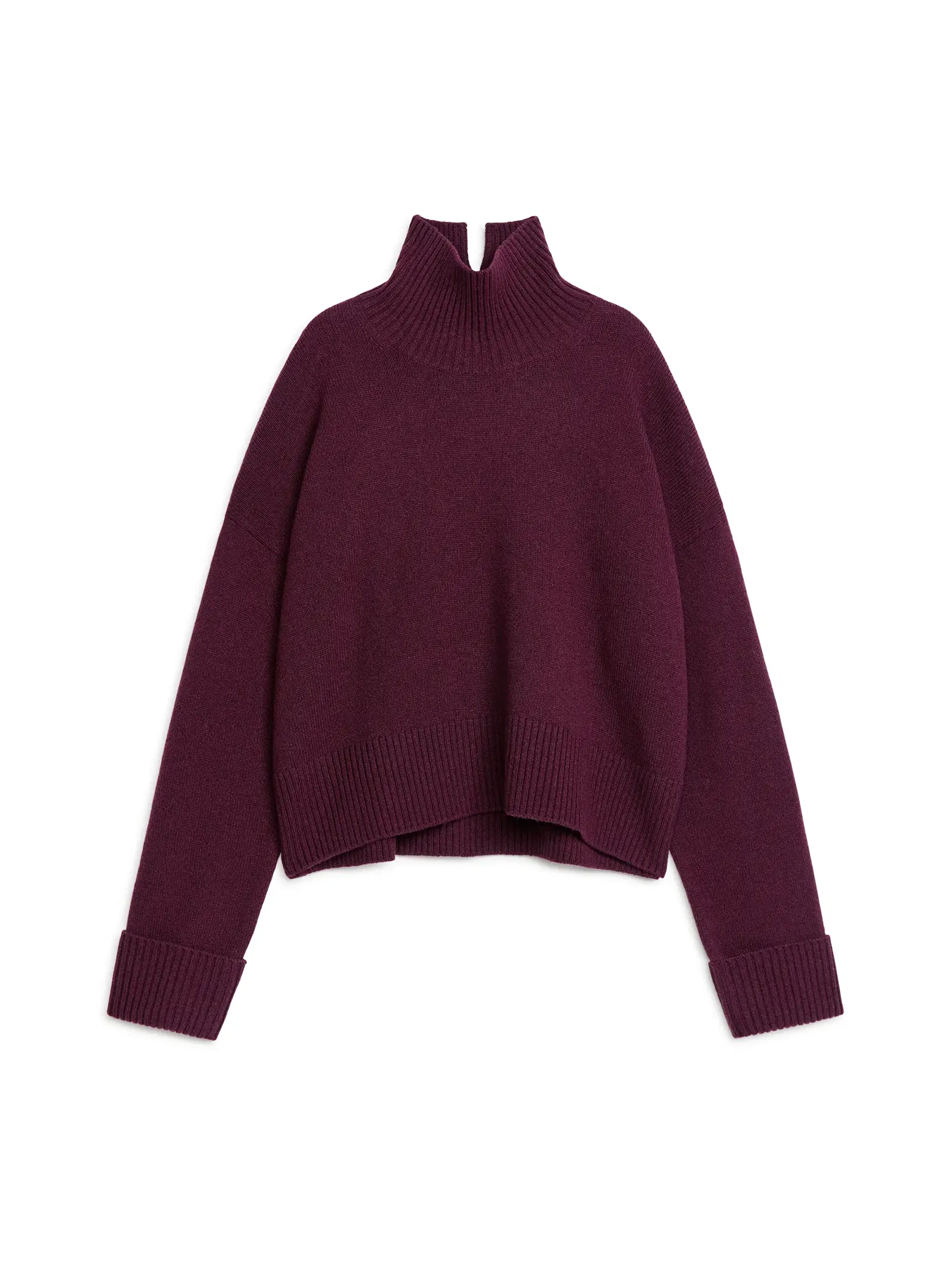 ARKET High-Neck Wool Jumper in Burgundy | Endource