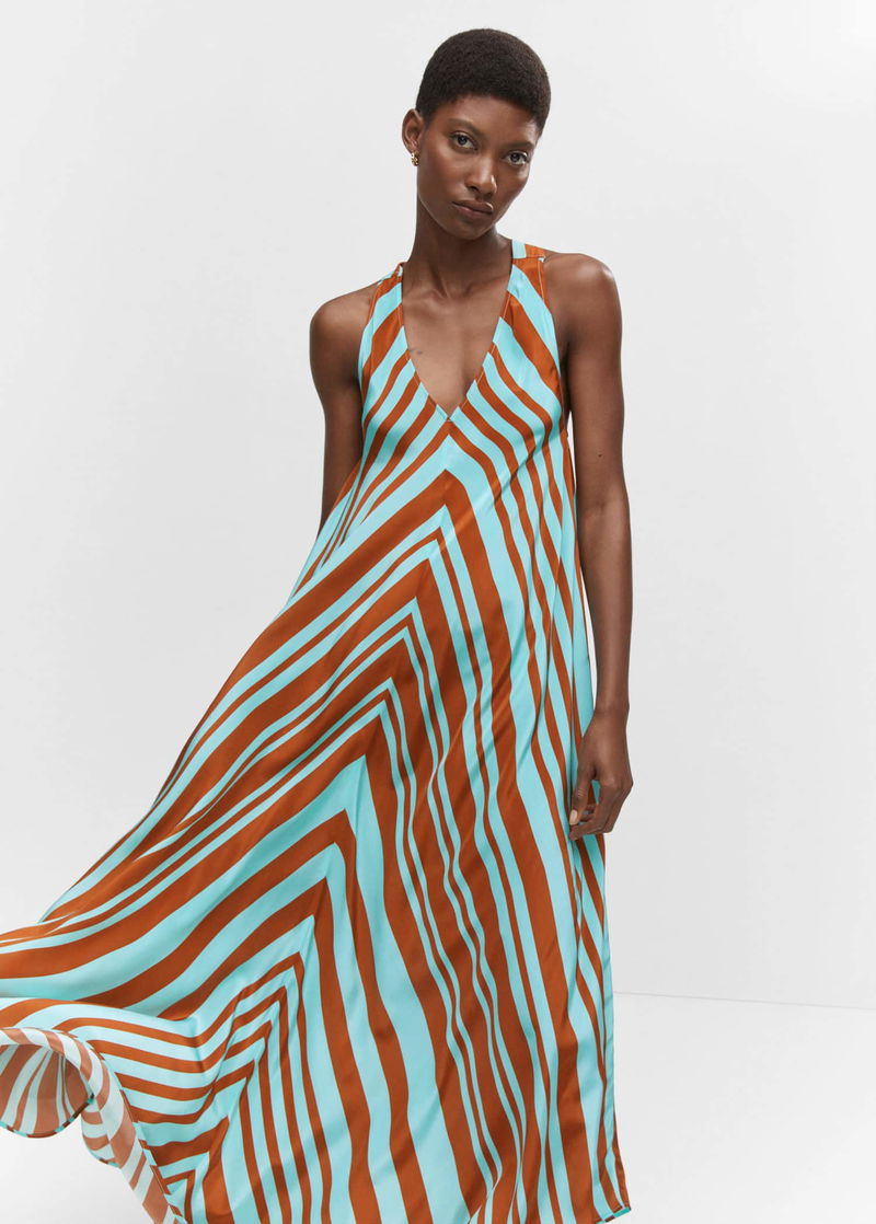 mango v neck satin dress V-neck satin dress - Women