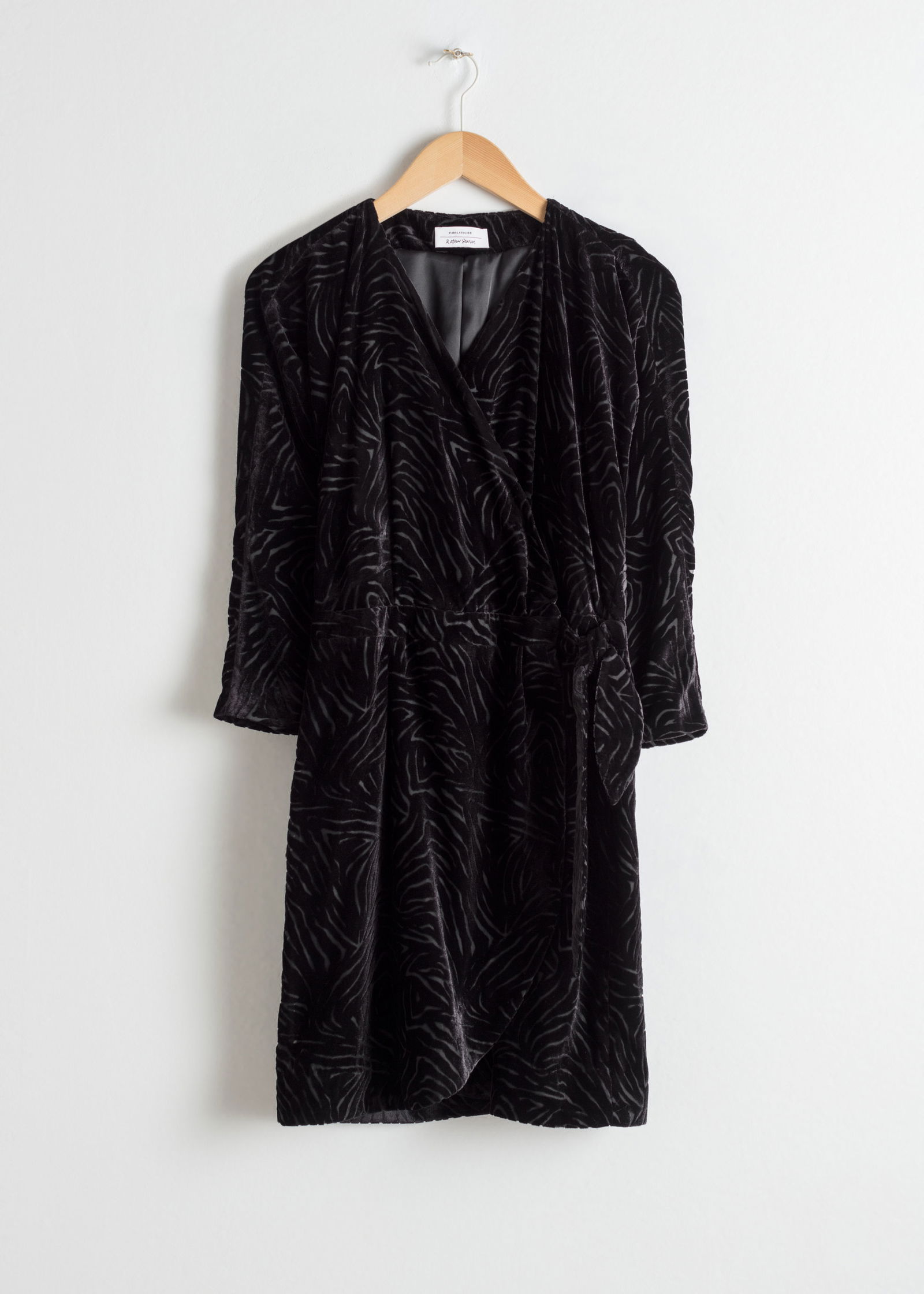 and other stories black wrap dress & Other Stories | linen wrap mini dress | Black