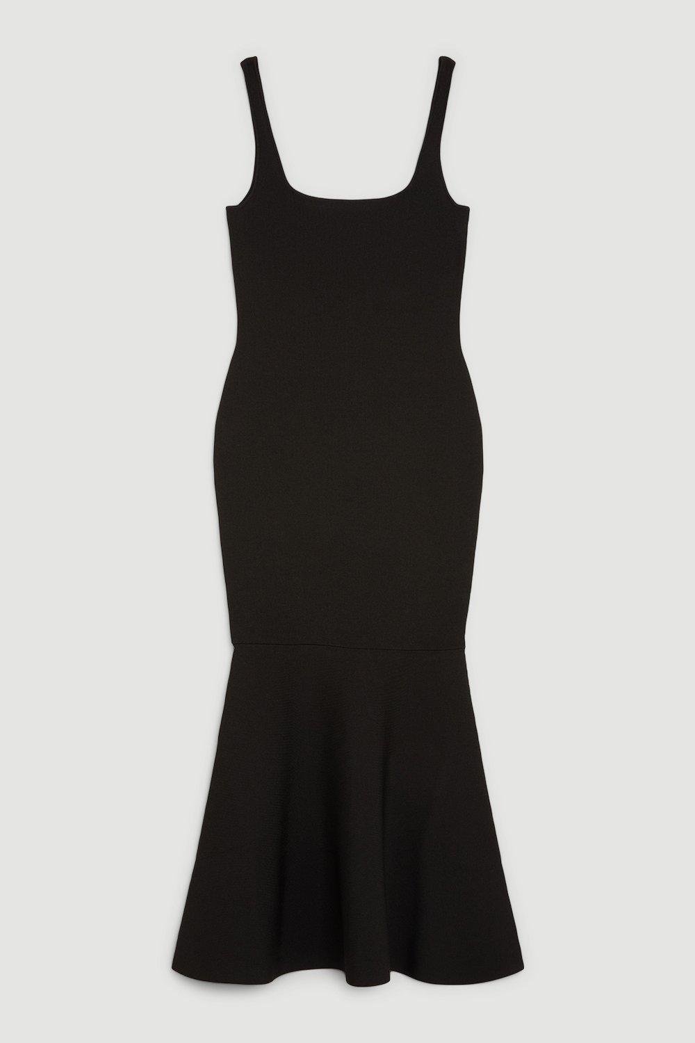 KAREN MILLEN Body Contouring Knit Midi Dress in Black