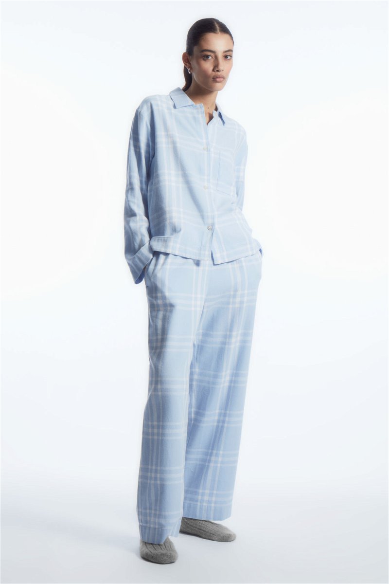COS Checked Flannel Pyjama Set in LIGHT BLUE / WHITE / CHECKED