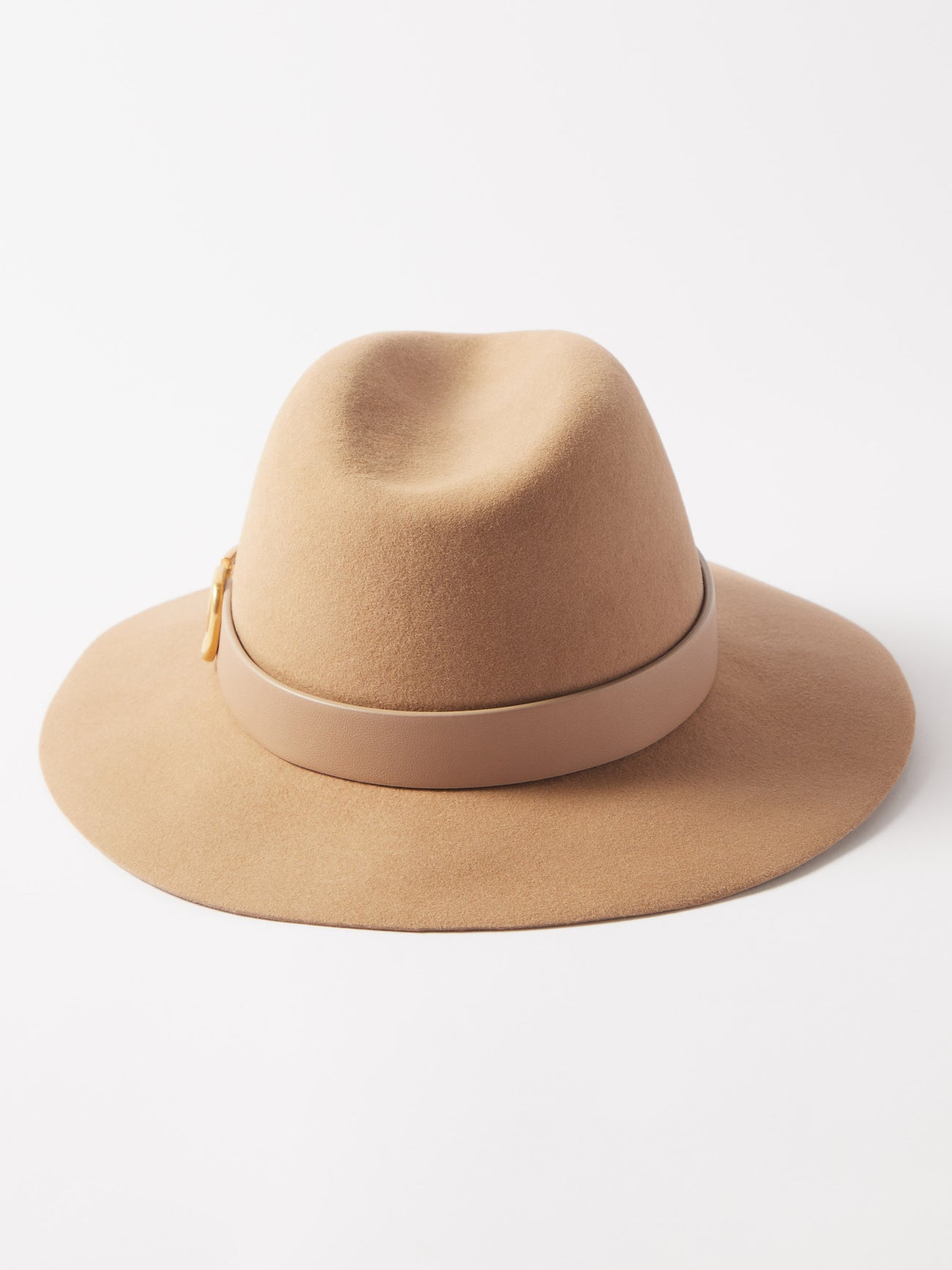 Valentino Dark Brown Fedora with Logo Accent Valentino Garavani Vlogo Signature Hat | Sendegaro main image 3