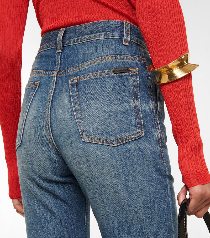 SAINT LAURENT Clyde High-Rise Straight-Leg Jeans in Blue | Endource