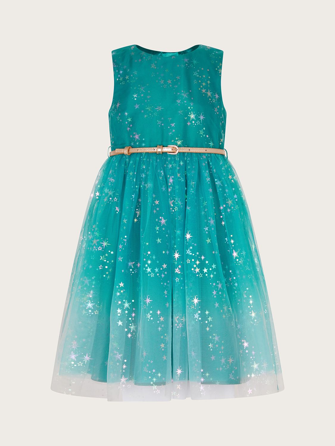 Monsoon Kids' Ombre Star Print Tulle Belted Party Dress endource