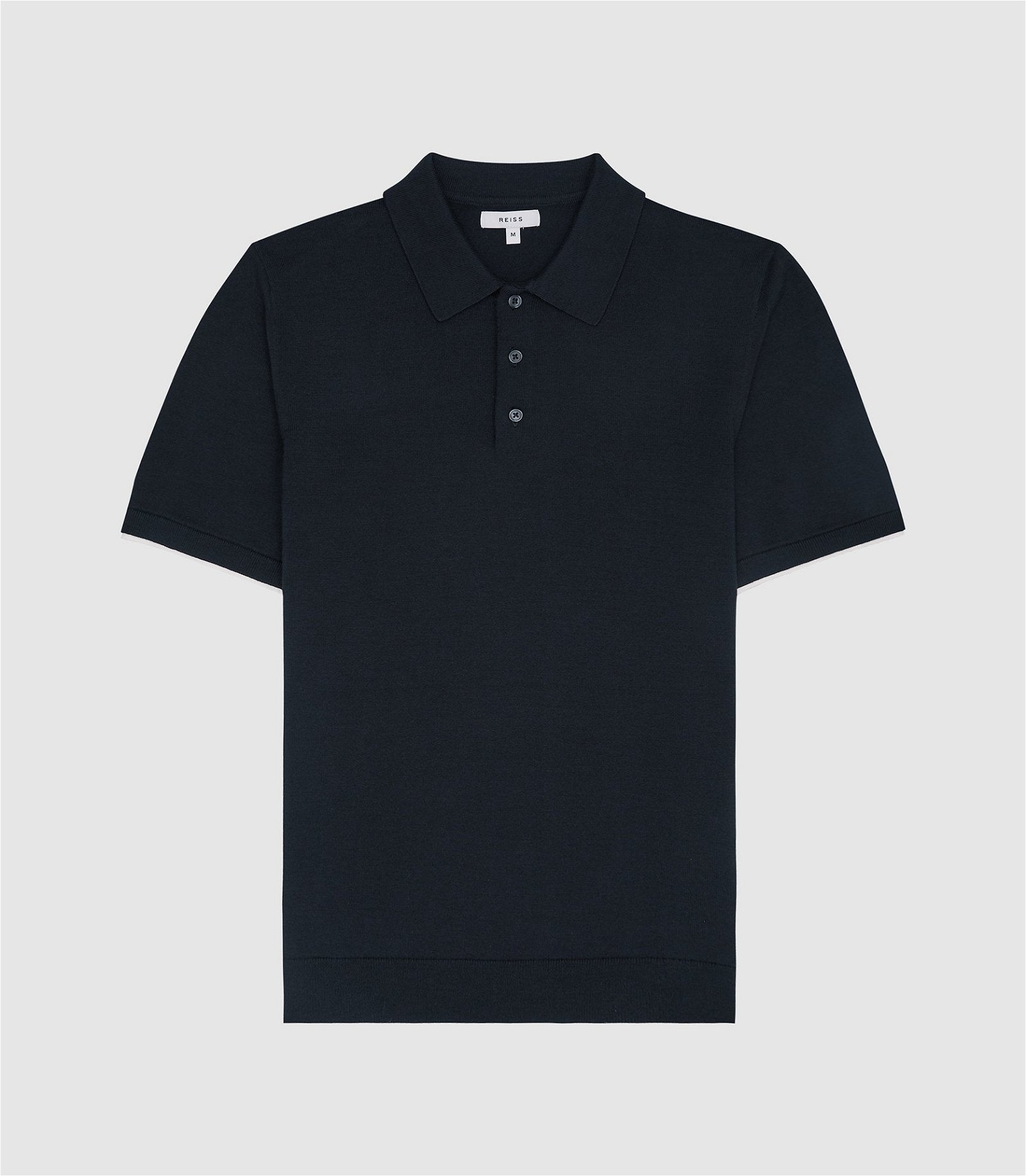 REISS Wilkie Knitted Cotton Polo Shirt in Navy | Endource