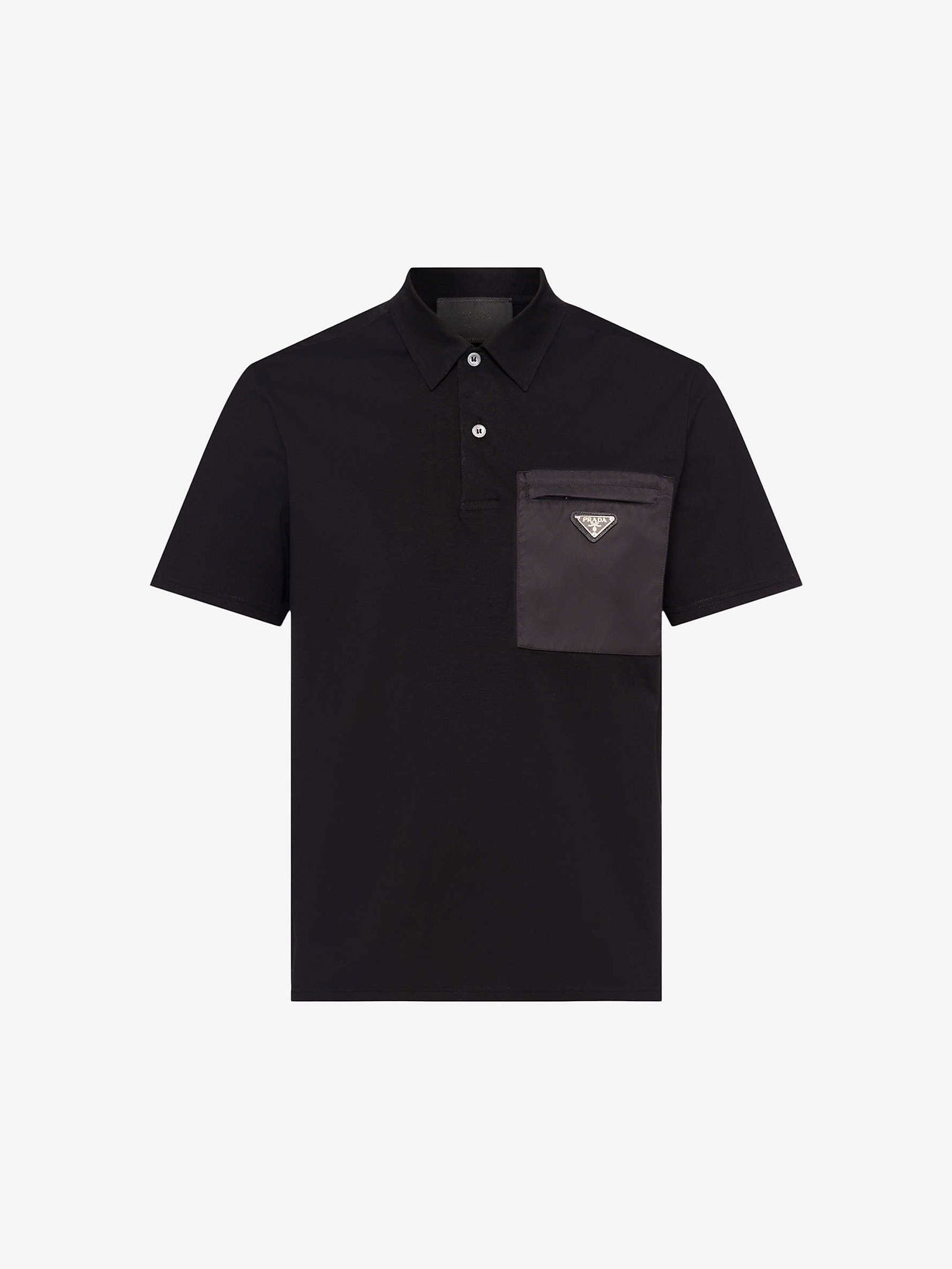 PRADA Brand-Plaque Nylon-Pocket Stretch Polo Shirt endource