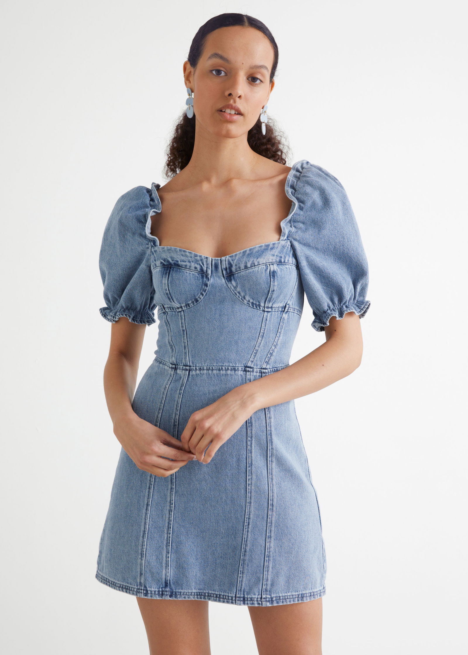 Puff sleeve Denim Dress