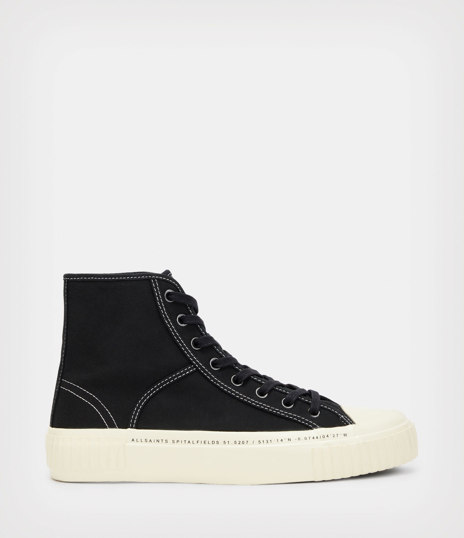 ALLSAINTS Douglas Script High Top Trainers in Black | Endource