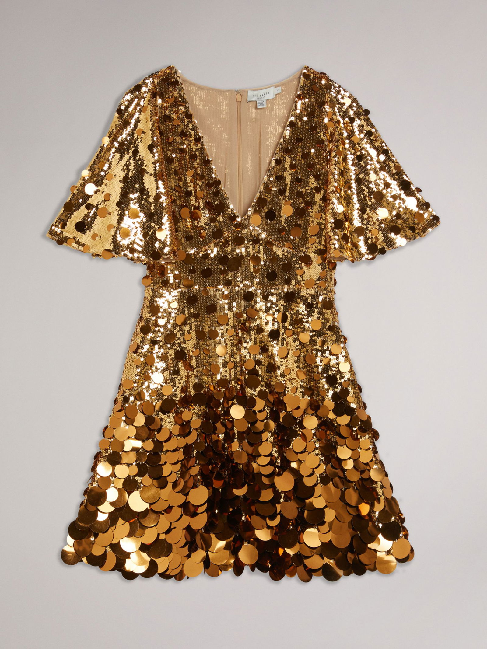 Vestido De Point De Cocón Ted Baker - Dorado, Con Detalles Elegantes