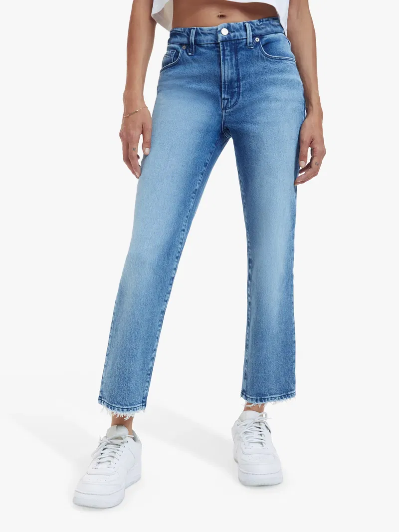 GOOD AMERICAN Cropped Skinny Fit Denim Jeans endource
