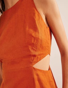 BODEN Cut Out Linen Midi Dress | endource