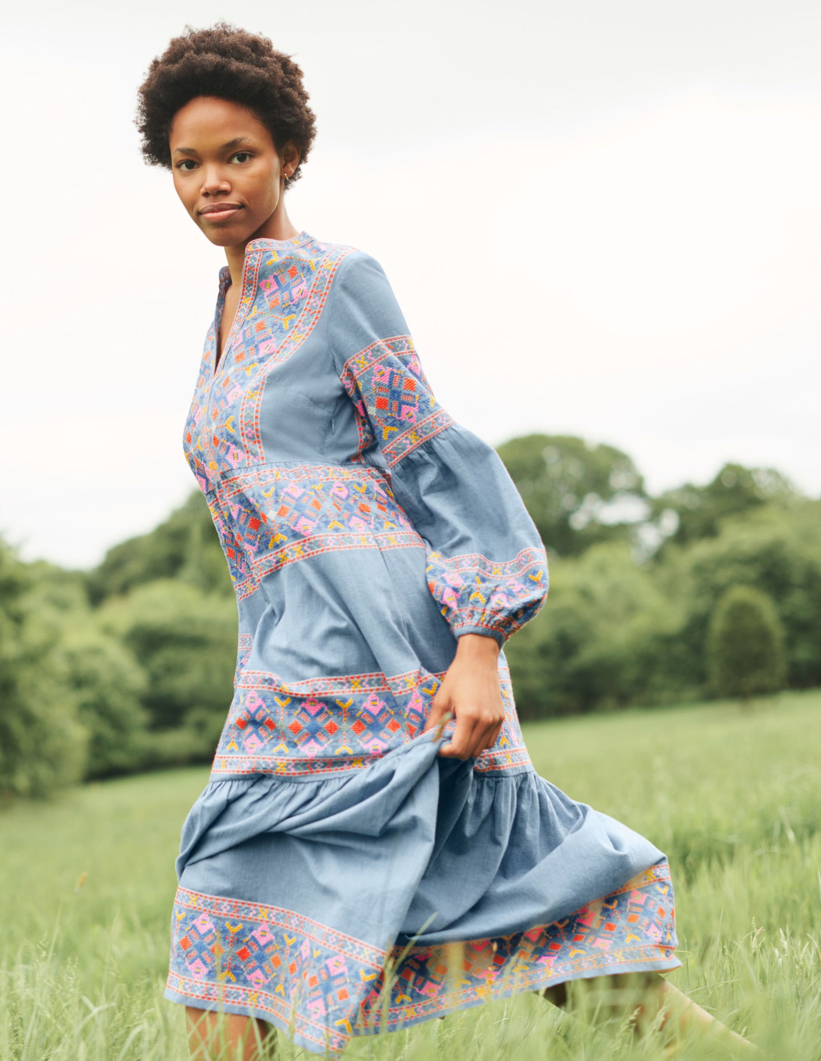 BODEN Tiered Embroidered Maxi Dress | endource