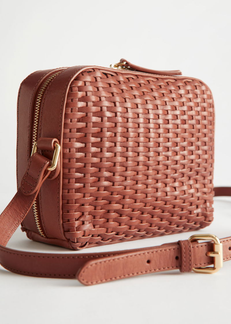 Mint Woven Leather Crossbody Bag